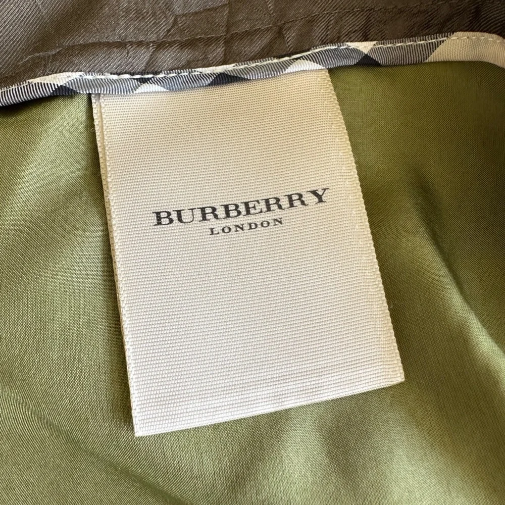 BURBERRY Olive Green Pleated Silk Skirt (Low-waisted) - Picture 3 of 5